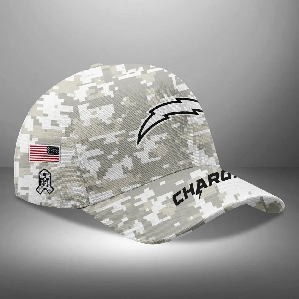 Los Angeles Chargers Nfl Arctic Camo 2024 Salute To Service Custom Name And Year Classic Cap Wcc1019