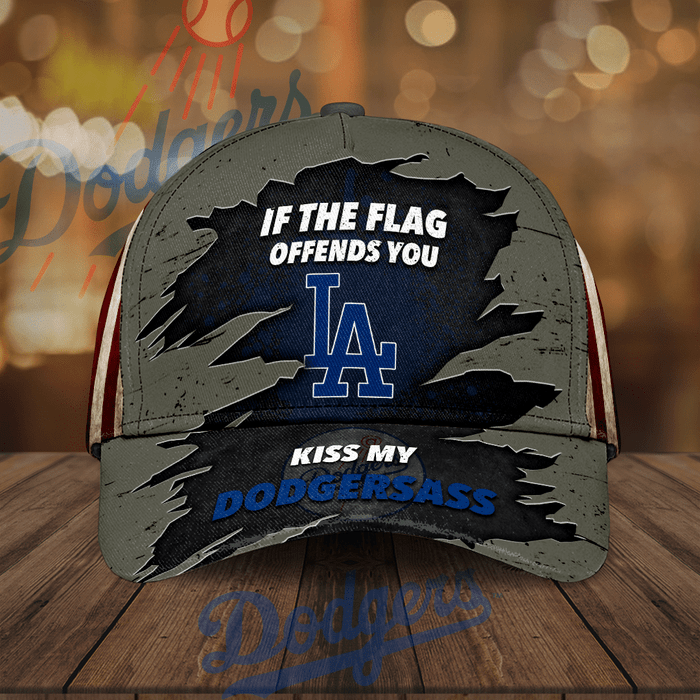 Los Angeles Dodgers If The Flag Offends You Kiss My Dodgersass 3D Classic Baseball Cap CNI2202