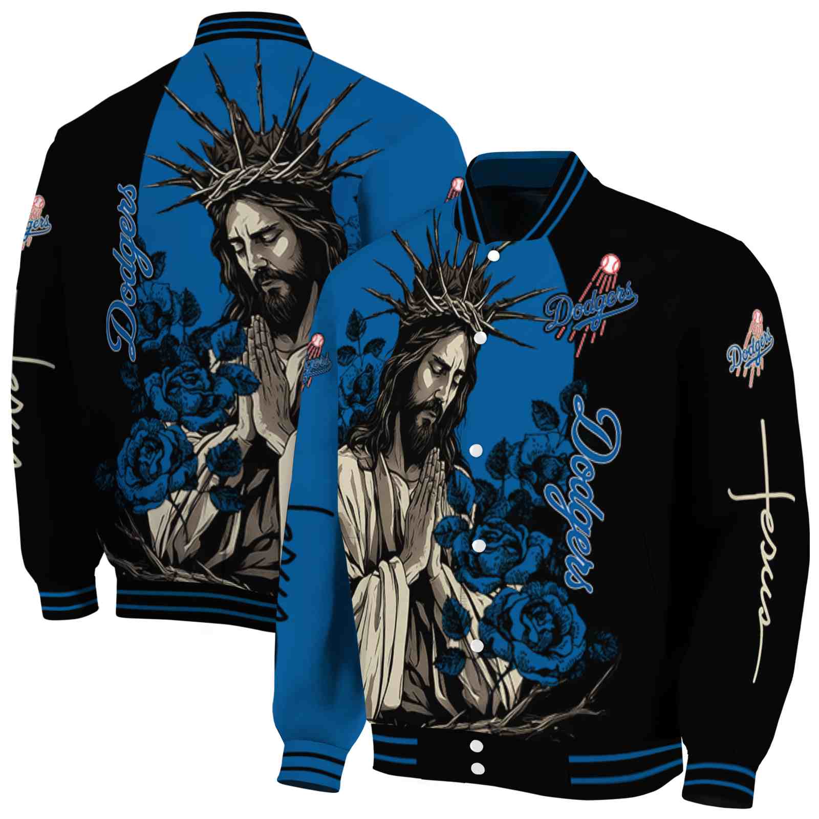 Los Angeles Dodgers MLB Hands In Prayer Blue Black Jacket Custom Gift For Sport Team Fans 