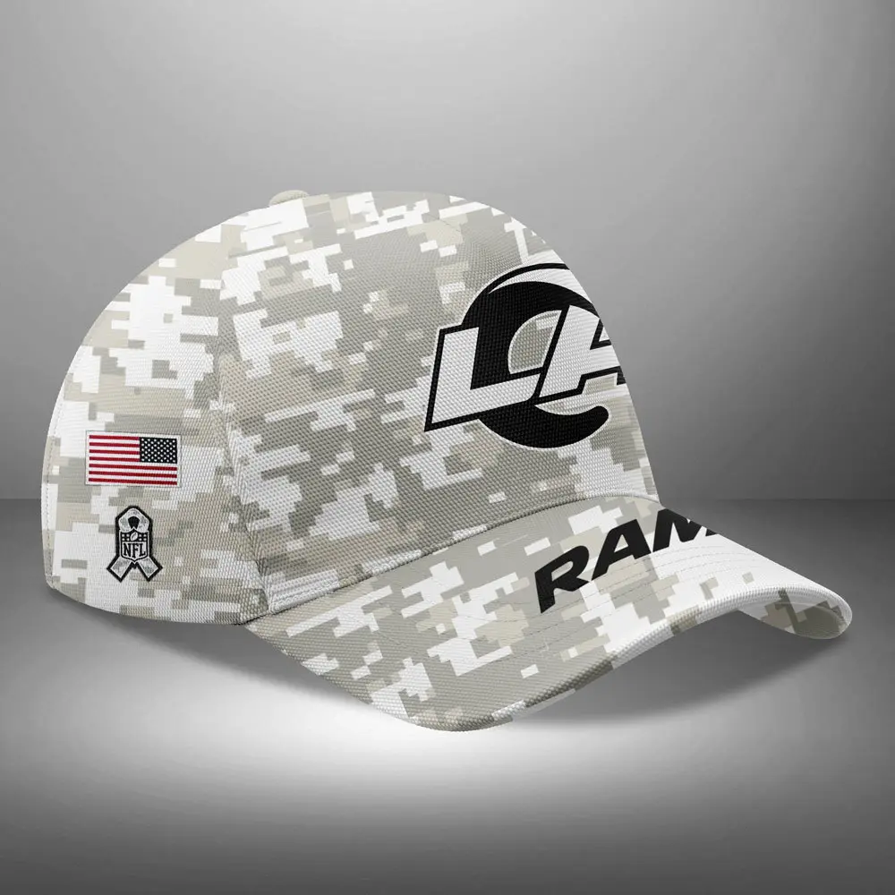 Los Angeles Rams Nfl Arctic Camo 2024 Salute To Service Custom Name And Year Classic Cap Wcc1018
