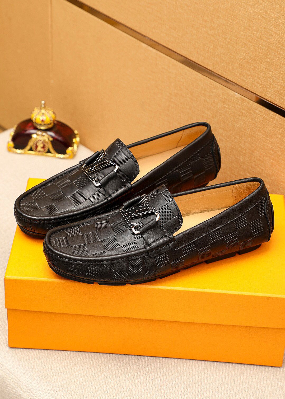Louis Vuitton Damier LV Driver Moccasin In Black