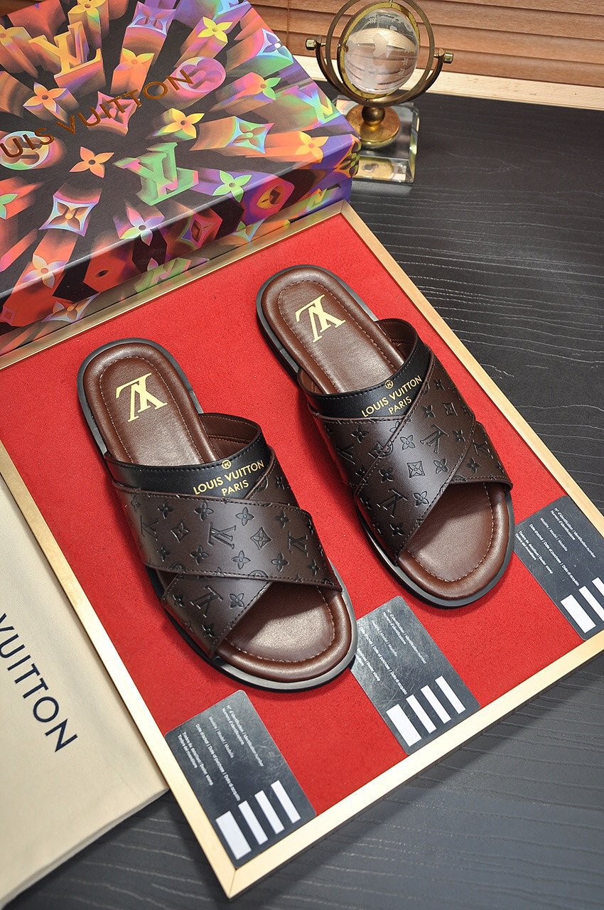 Louis Vuitton Foch Mule Slide In Brown, Men