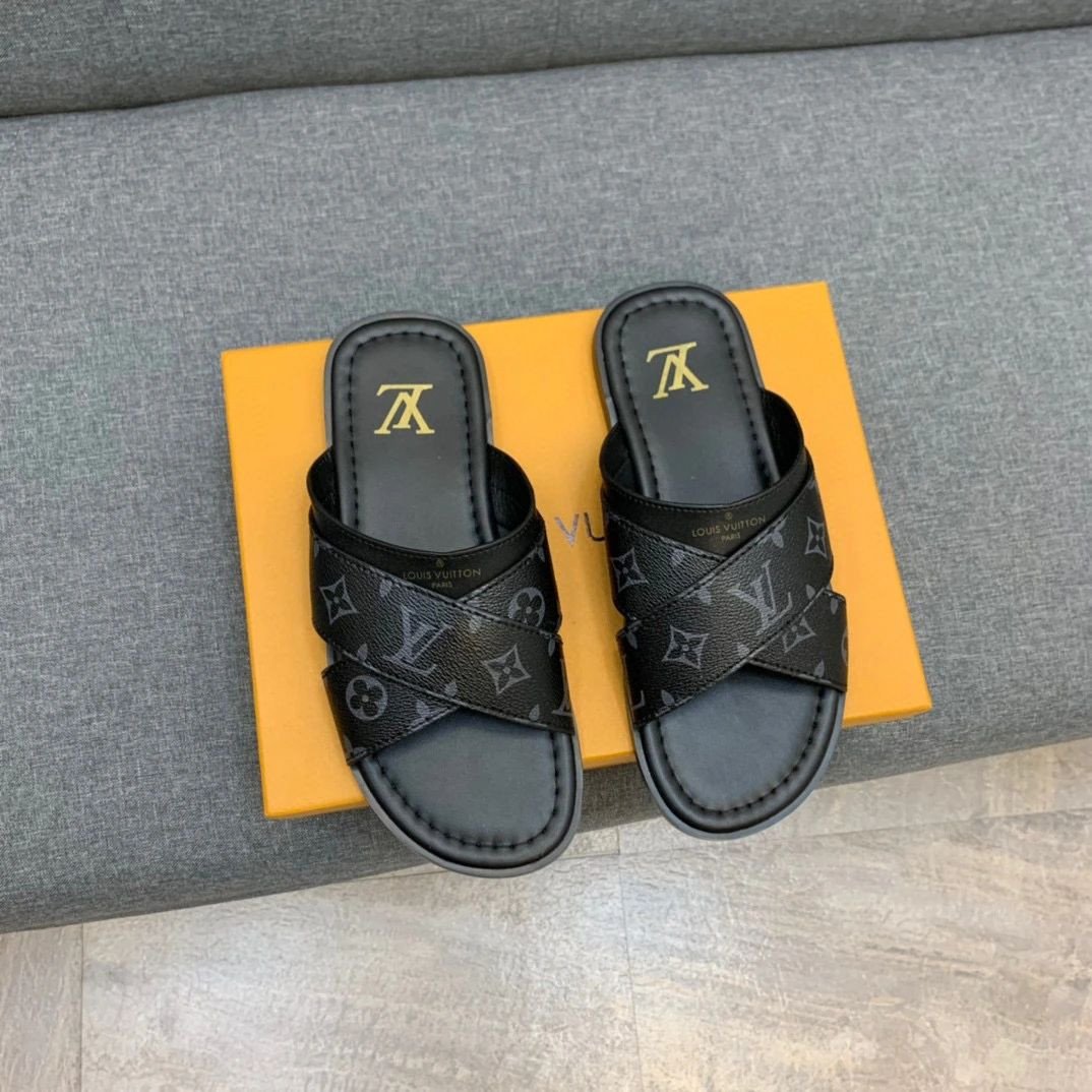 Louis Vuitton Foch Mule Slippers In Black