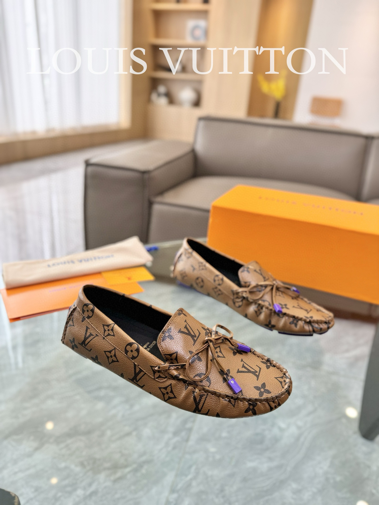 Louis Vuitton Gloria Flat Loafer In Khaki/Purple