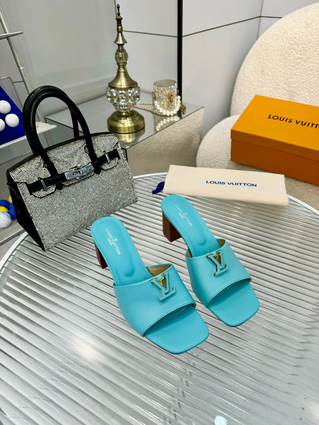 Louis Vuitton LV Capri Mule In Blue Leather