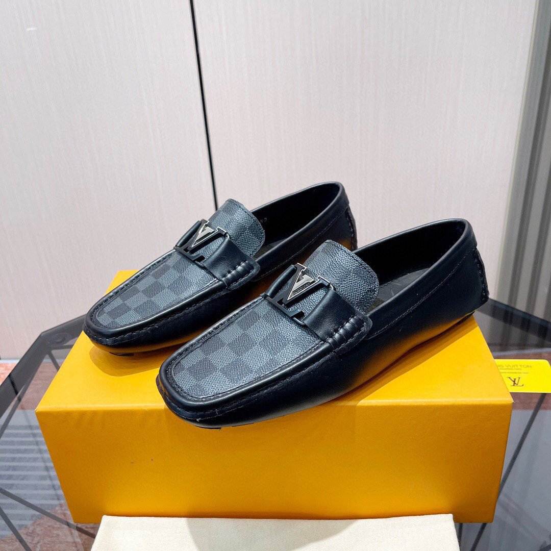 Louis Vuitton LV Initials Moccasin In Black Damier