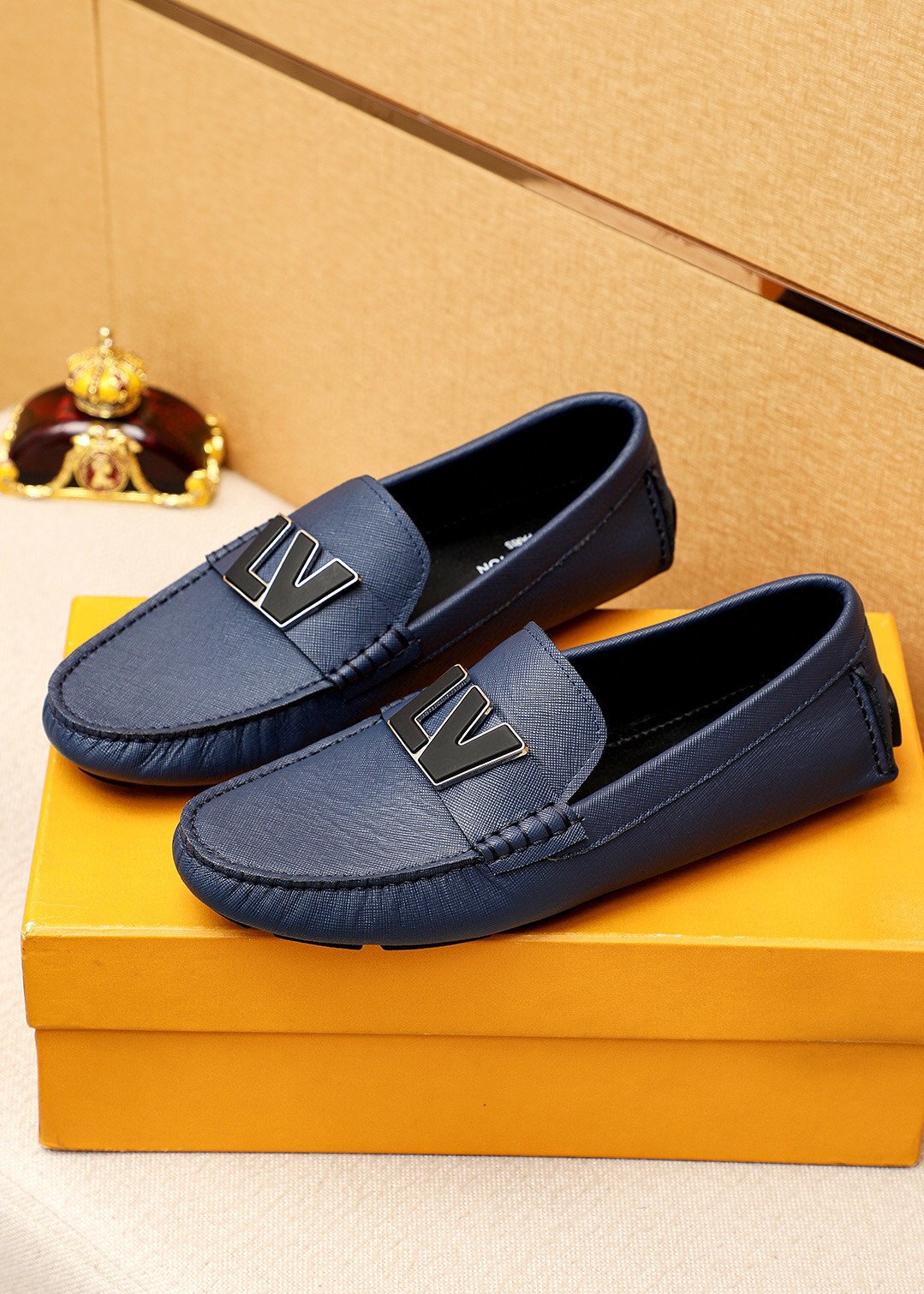 Louis Vuitton LV Initials Moccasin In Navy Blue