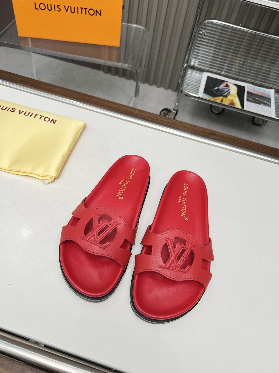 Louis Vuitton LV Isola Flat Comfort Mule In Red Cowhide