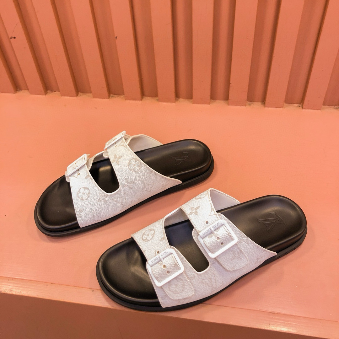 Louis Vuitton LV Monogram Mule Slides In Black/White