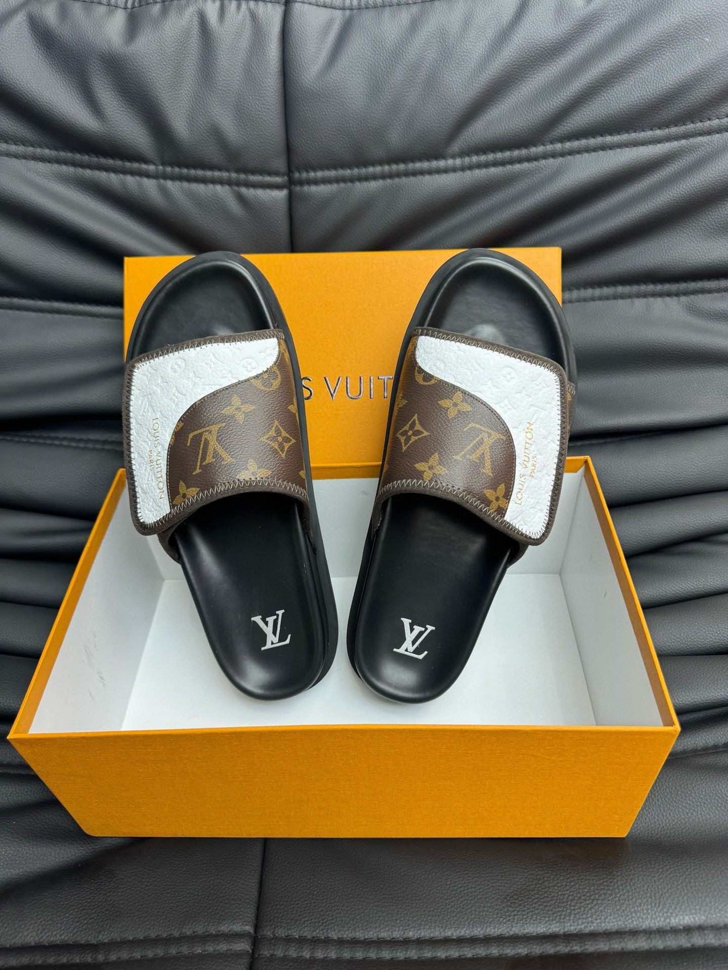 Louis Vuitton Miami Mule Slides In Brown/White