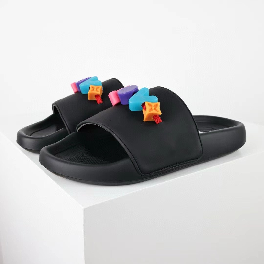 Louis Vuitton Monogram Charm Mule Slide In Black