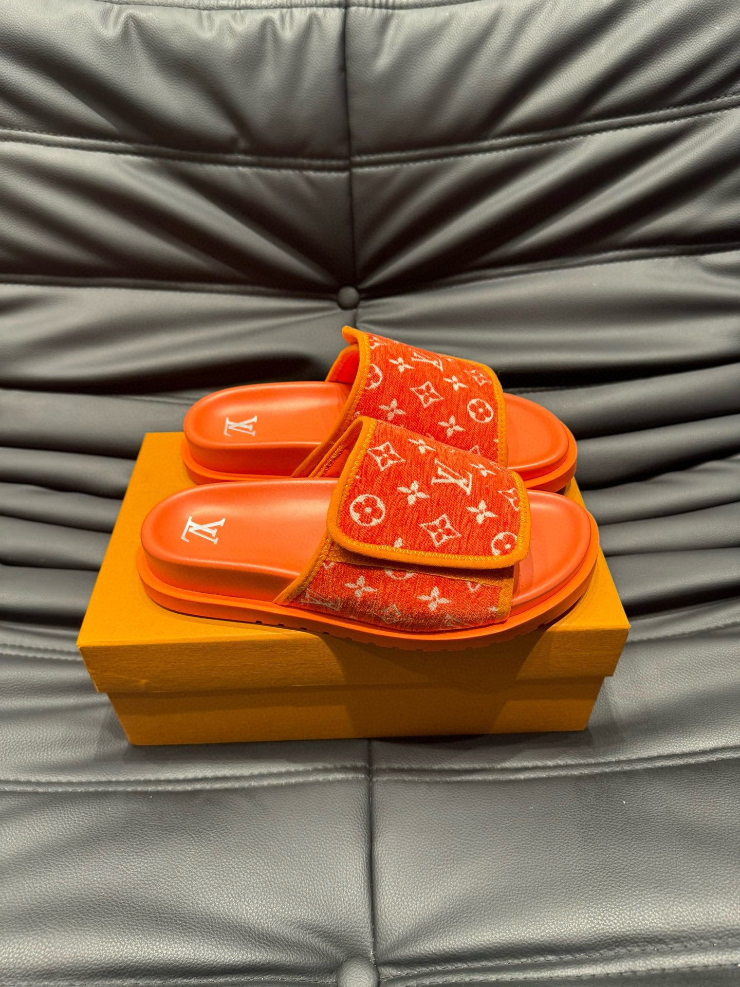 Louis Vuitton Monogram Miami Mule Slides In Orange