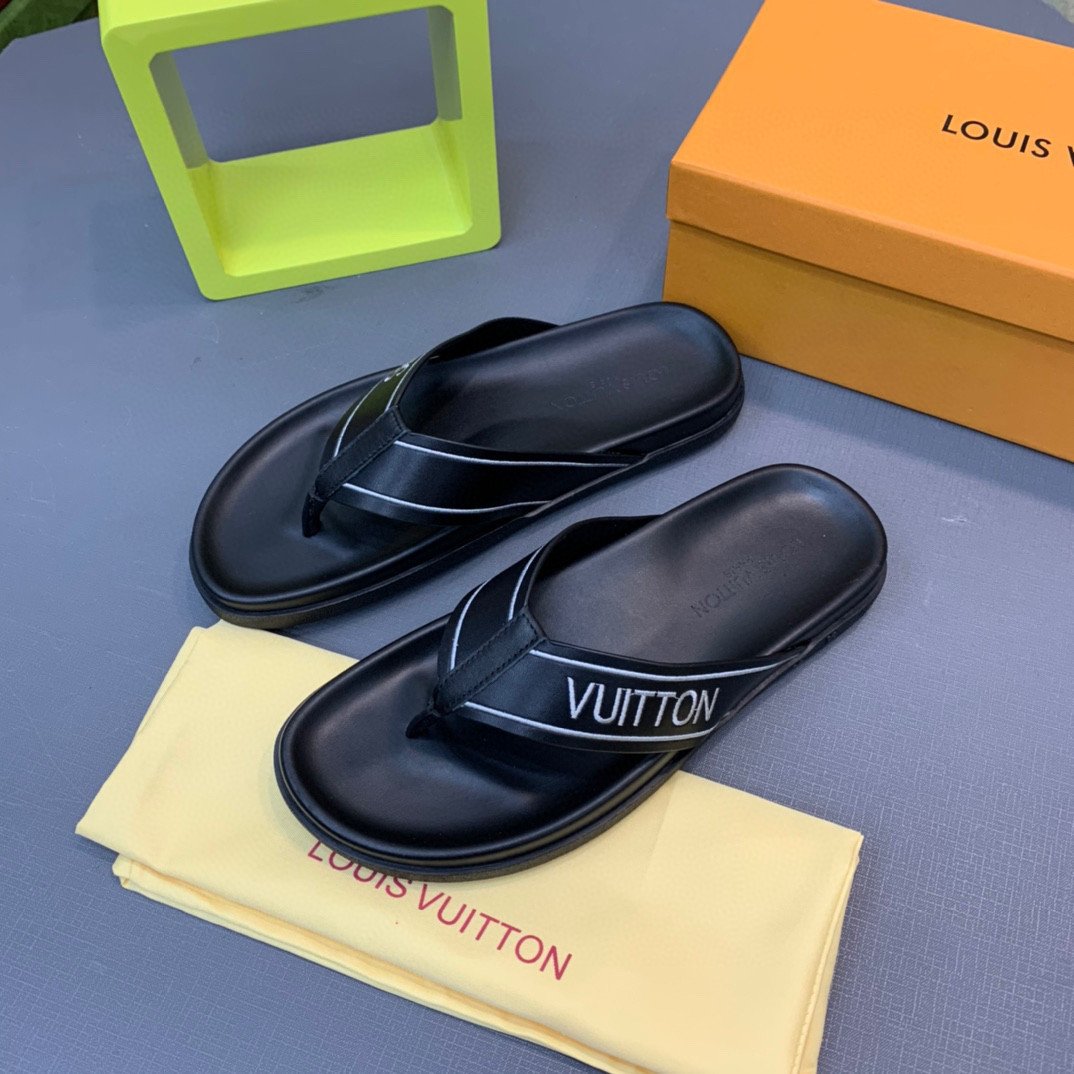 Louis Vuitton Pioneer Thong Slide In Black, Men