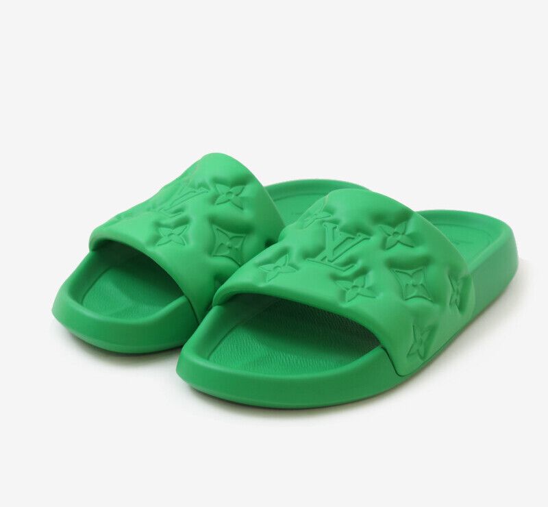 Louis Vuitton Water Print Mule Slipper Green Size 07.0 2S744