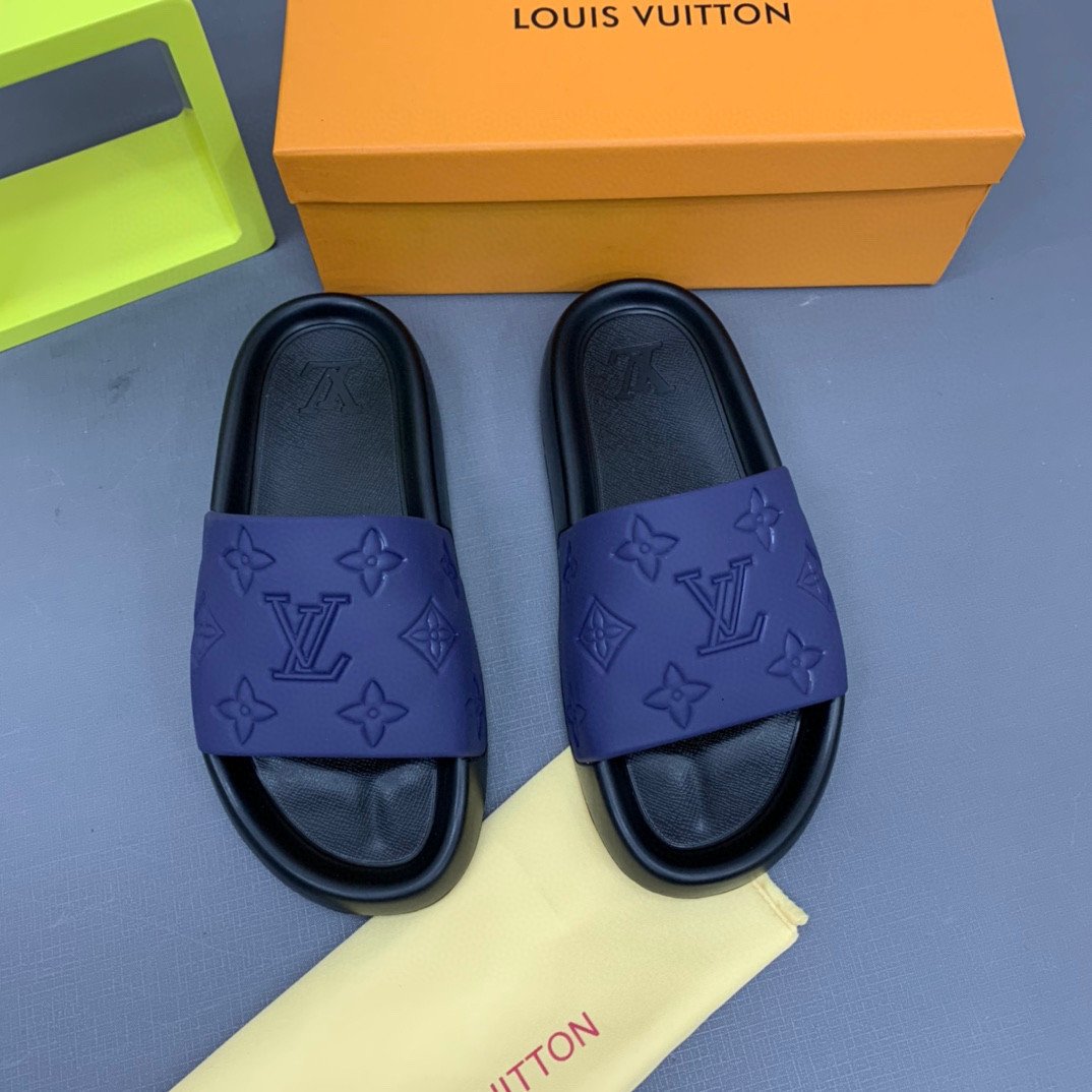 Louis Vuitton Waterfront Mule Blue Slide, Men
