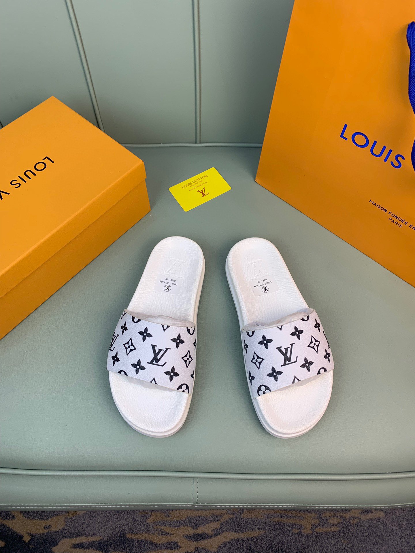 Louis Vuitton Waterfront Mule Slide In Black/White Monogram, Men