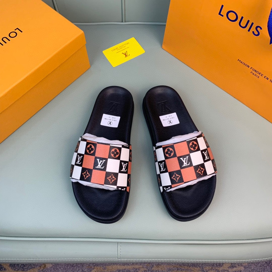 Louis Vuitton Waterfront Mule Slide In Orange Damier Graphite, Men