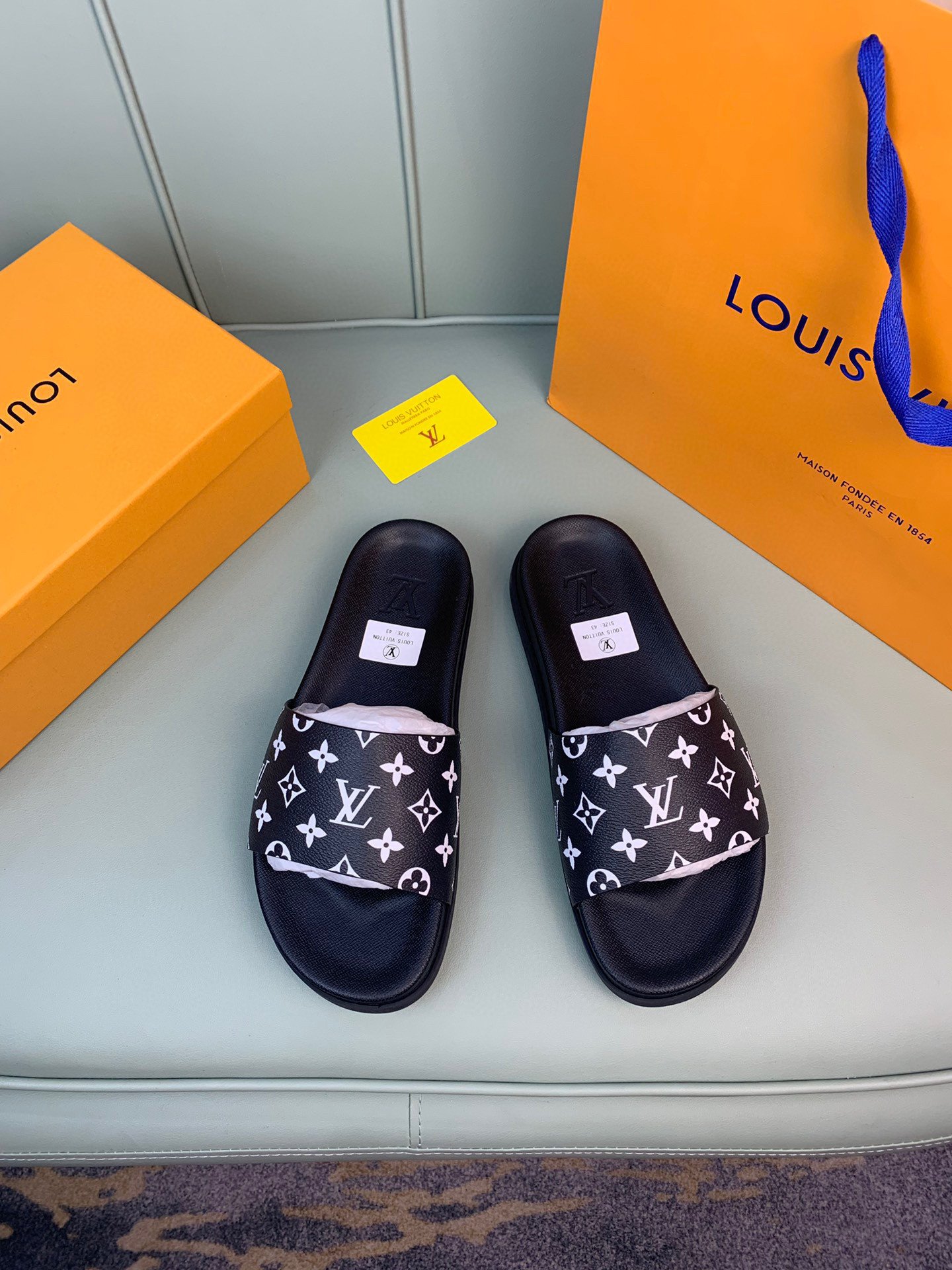 Louis Vuitton Waterfront Mule Slide In White/Black Monogram, Men