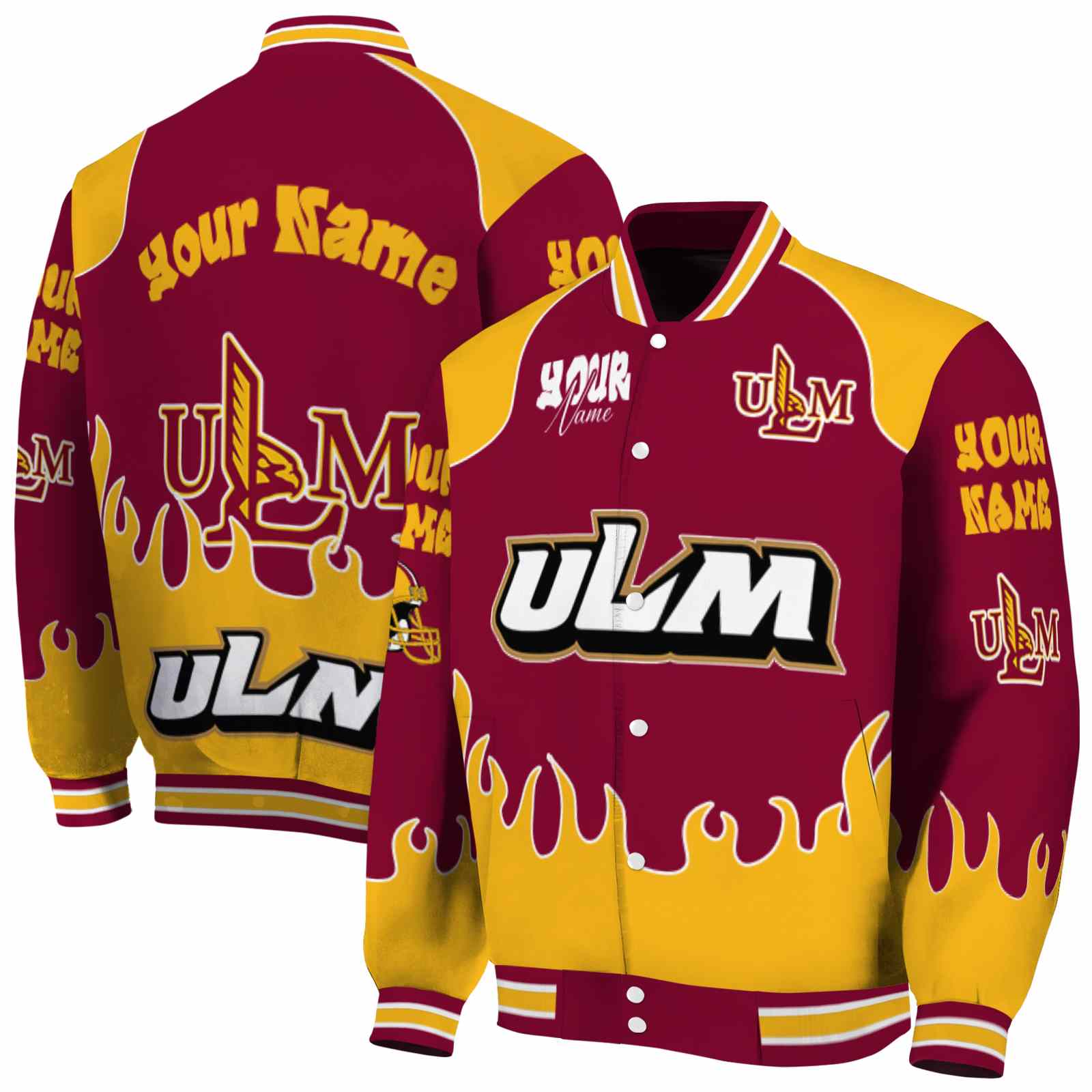 Louisiana-Monroe Warhawks Fire Graphic Red NCAA Jacket Customized For Football Fans