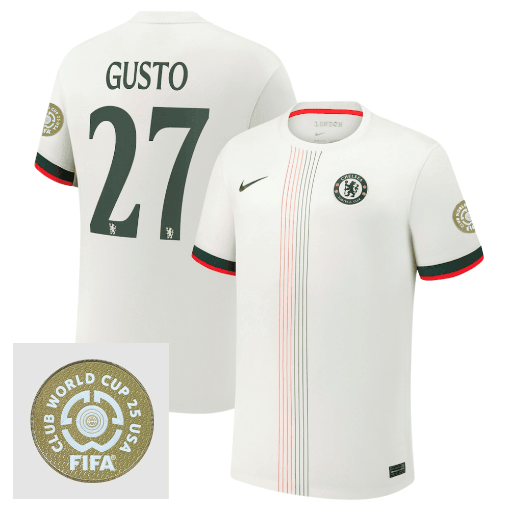 Malo Gusto 27 Chelsea 2025/26 FIFA Club World Cup 25 USA Patch Away Men Jersey - White