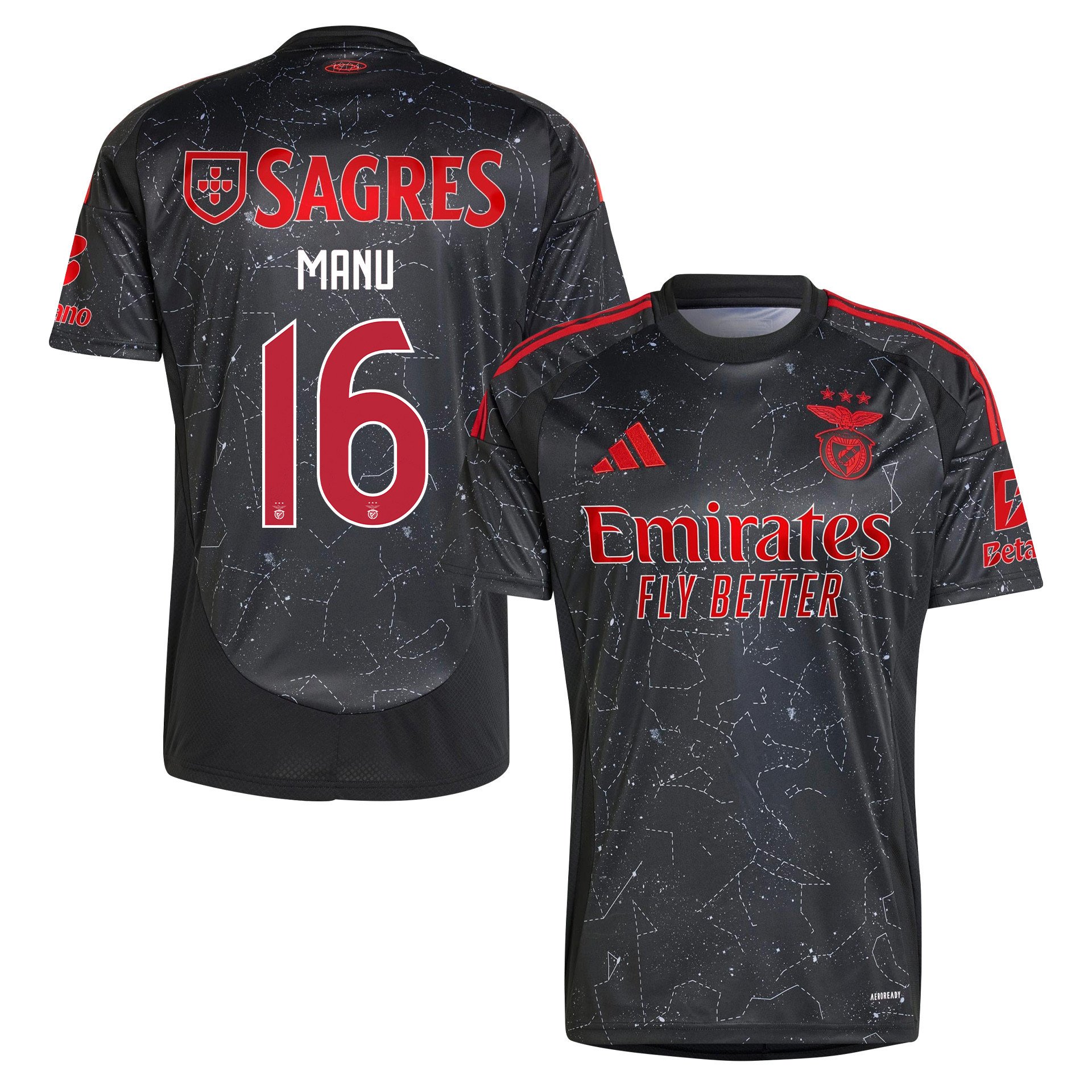Manu Silva 16 S.L. Benfica 2024/25 Away Men Jersey - Black