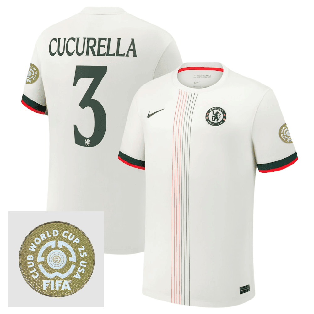 Marc Cucurella 3 Chelsea 2025/26 FIFA Club World Cup 25 USA Patch Away Men Jersey - White