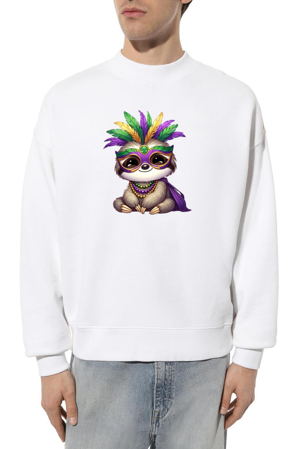 Mardi Gras Sloth Comic Design - Unisex Sweatshirt
