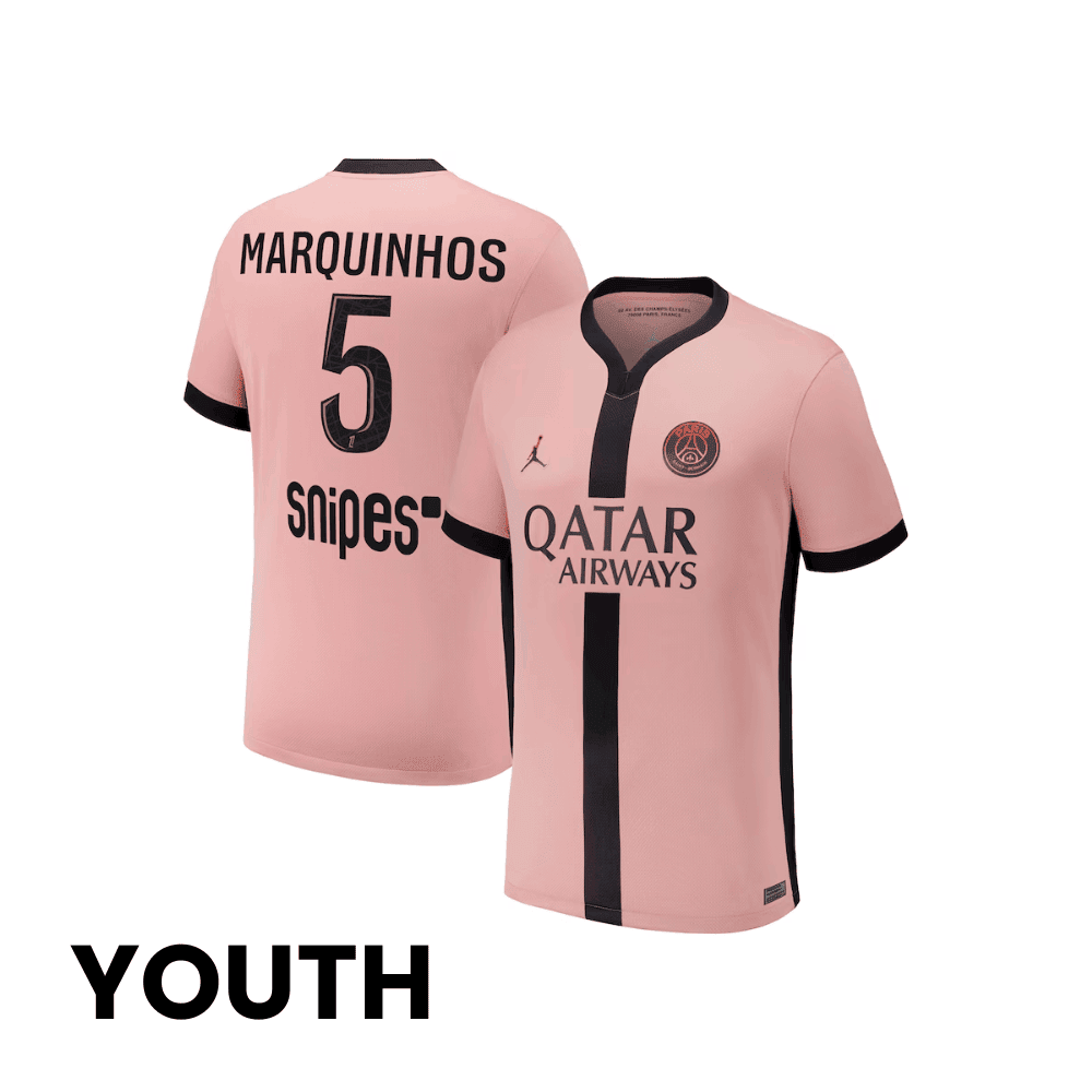 Marquinhos 5 Paris Saint-Germain 2024/25 Third YOUTH Jersey - Pink
