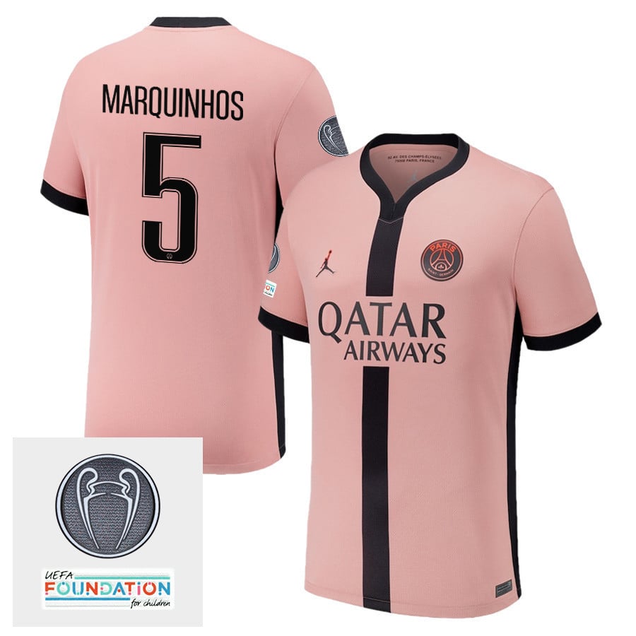 Marquinhos 5 Paris Saint-Germain UEFA Champions League Titleholder 2024/25 Third Men Jersey - Pink