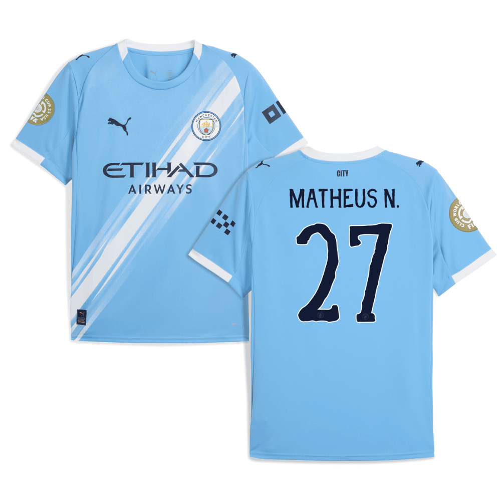 Matheus Nunes 27 Manchester City x KidSuper 2025/26 FIFA Club World Cup 25 USA Patch Home Men Jersey - Sky Blue