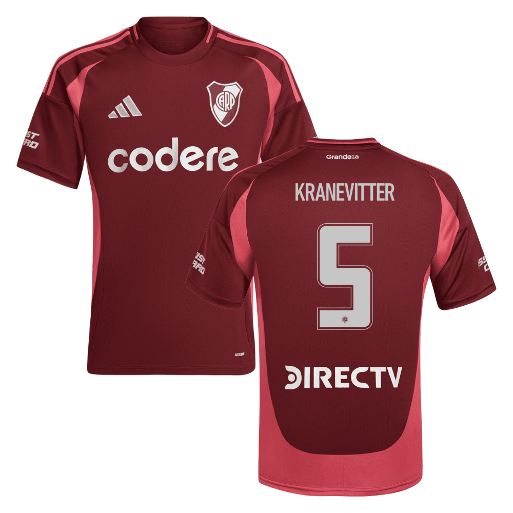 Matias Kranevitter 5 River Plate 2024-25 Away Match Jersey - Crimson