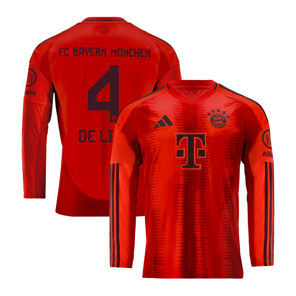 Matthijs de Ligt 4 Bayern Munich 2024/25 Home Long Sleeve Jersey - Red