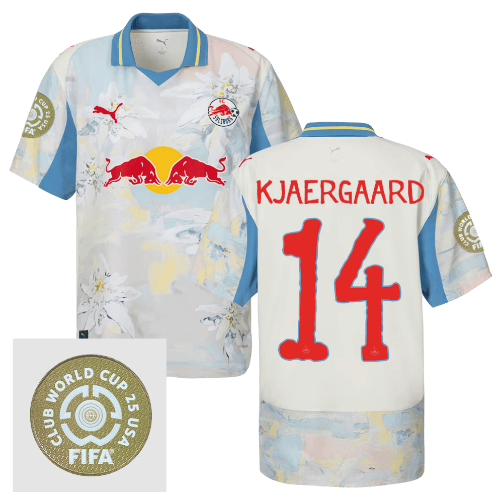 Maurits Kjrgaard 14 Red Bull Salzburg x KidSuper 2025/26 FIFA Club World Cup 25 USA Patch Men Jersey - Beige