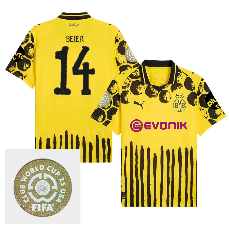 Maximilian Beier 14 Borussia Dortmund x KidSuper 2025/26 FIFA Club World Cup 25 USA Patch Men Jersey - Yellow