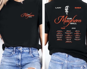Mayhem Tour 2025 Tee, Lady Gaga Shirt, Pop Music Lover Shirt, Gift For Little Monster, Mayhem Shirt