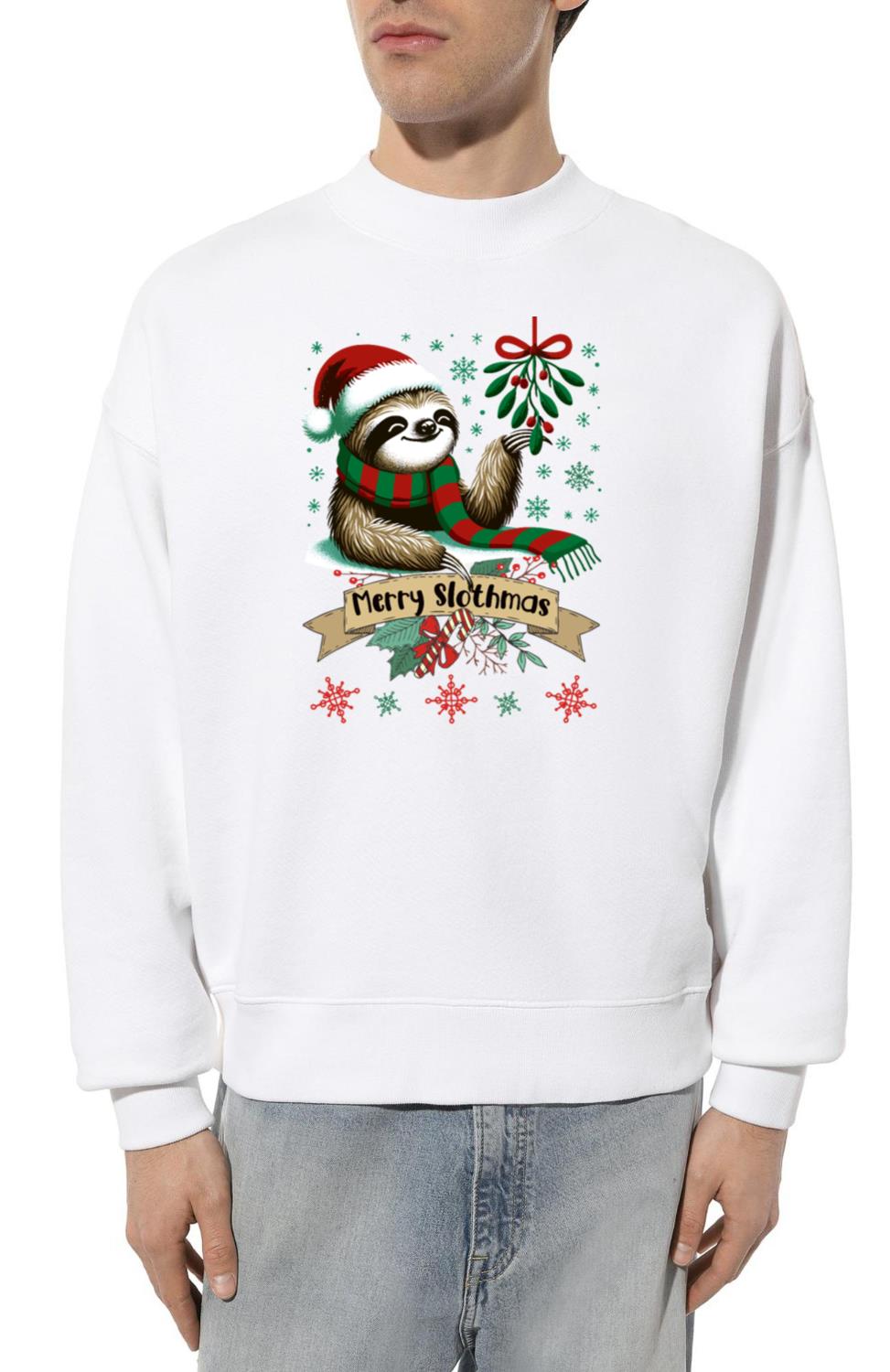 Merry Slothmas Christmas - Festive Holiday Sloth - Unisex Sweatshirt