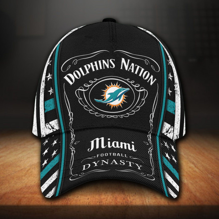 Miami Dolphins And Jack Daniel 3D BaseBall Cap CNI837
