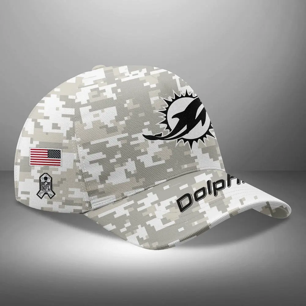 Miami Dolphins Nfl Arctic Camo 2024 Salute To Service Custom Name And Year Classic Cap Wcc1021