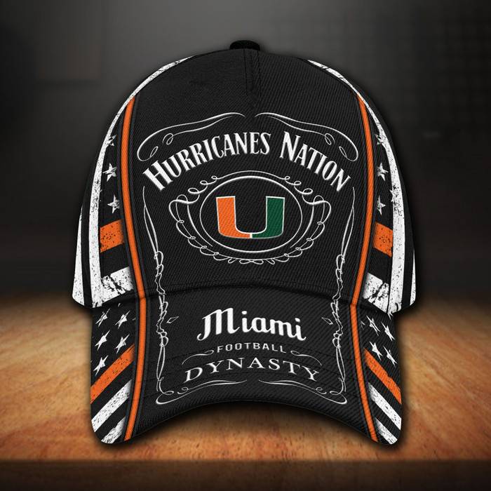 Miami Hurricanes Jack Daniels 3D Classic Baseball Cap CNI1679