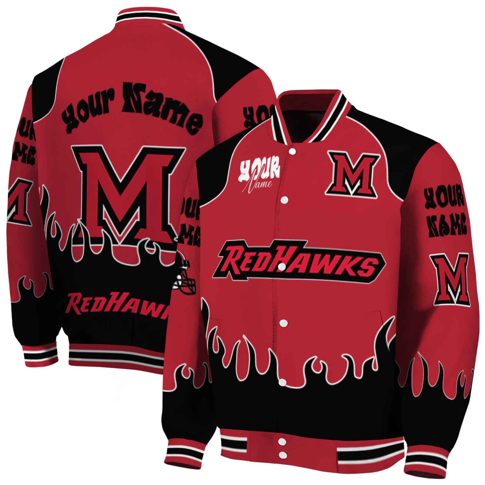Miami RedHawks Fire Graphic Red NCAA Jacket Custom For Football Fans