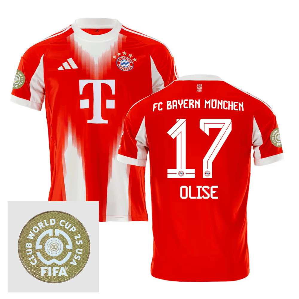 Michael Olise 17 Bayern Munich 2025/26 FIFA Club World Cup 25 USA Patch Home Men Jersey - Red