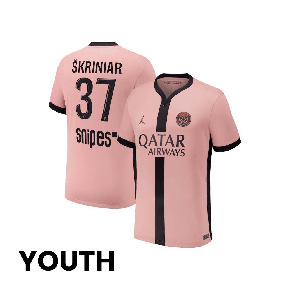 Milan kriniar 37 Paris Saint-Germain 2024/25 Third YOUTH Jersey - Pink