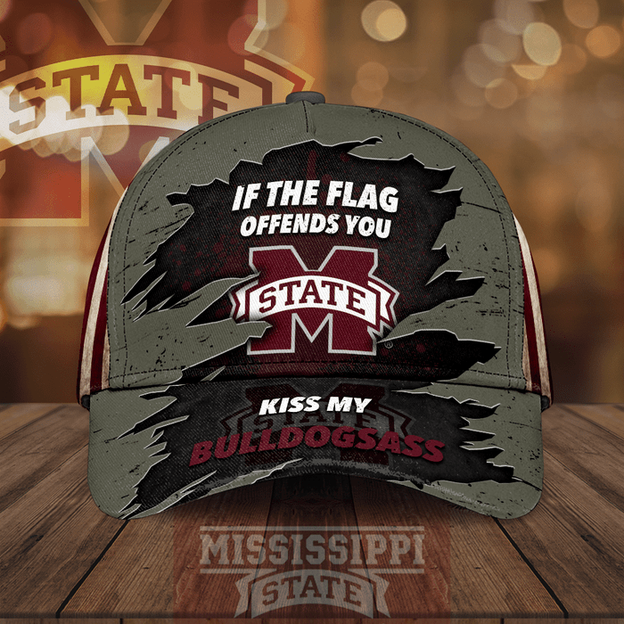 Mississippi State Bulldogs If The Flag Offends You Kiss My Bulldogsass 3D Classic Baseball Cap CNI2226