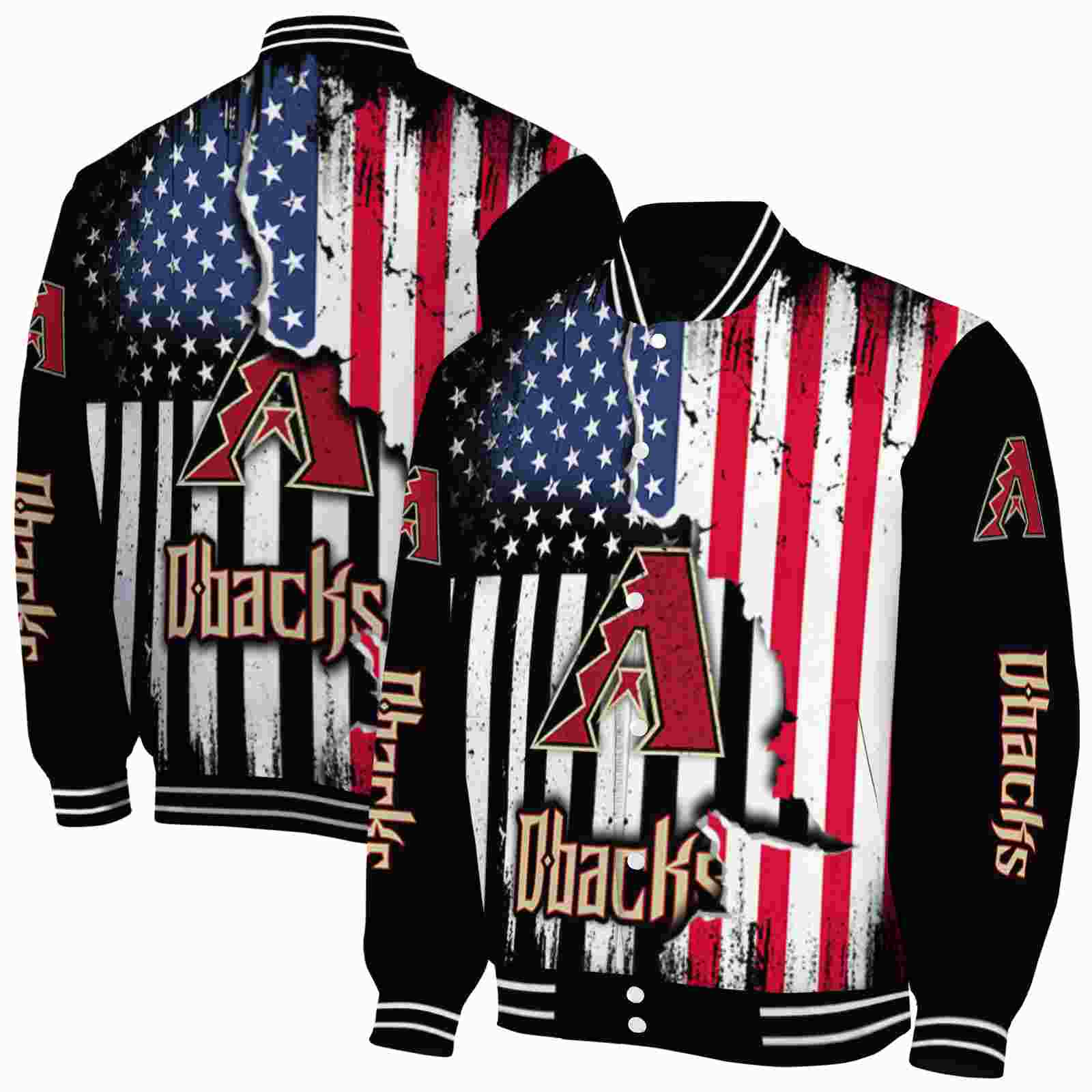 MLB Arizona Diamondbacks Patriotic Theme Black Custom Baseball Jacket Sport Fans Gear
