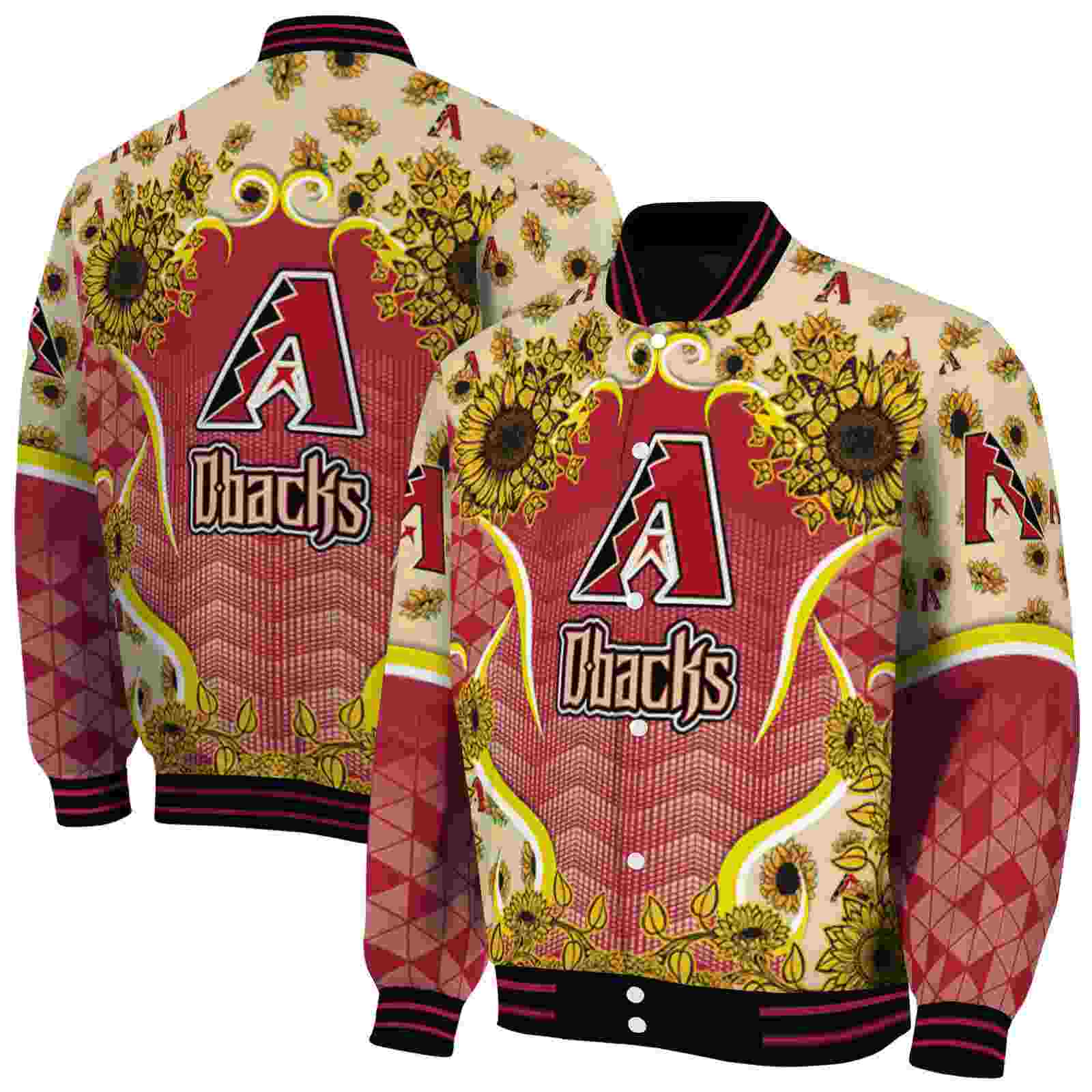 MLB Arizona Diamondbacks SuNFL ower Bloom Red Yellow Custom Baseball Jacket Sport Fans Gear