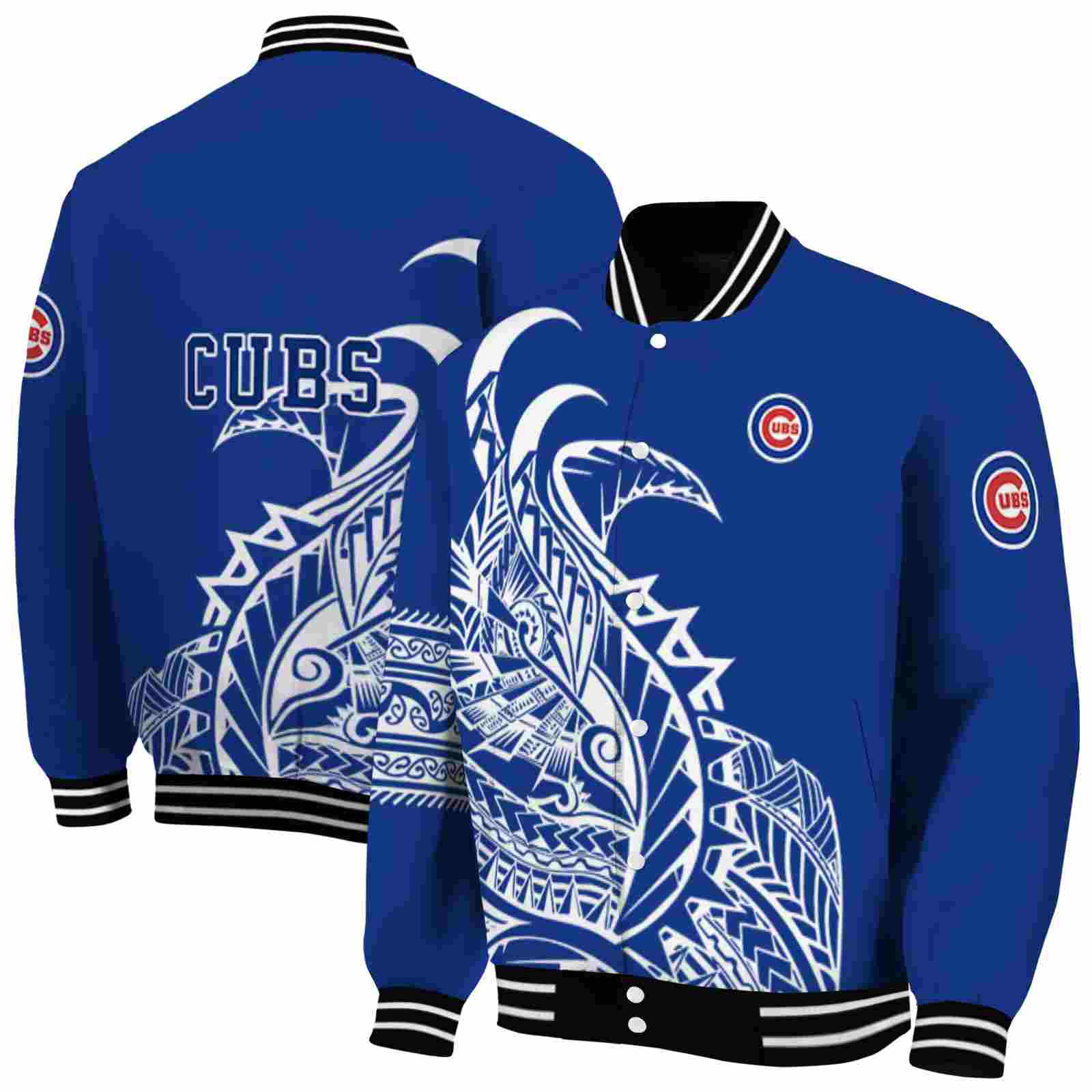 MLB Chicago Cubs Tribal Art Blue White Black Custom Baseball Jacket Sport Fans Gear