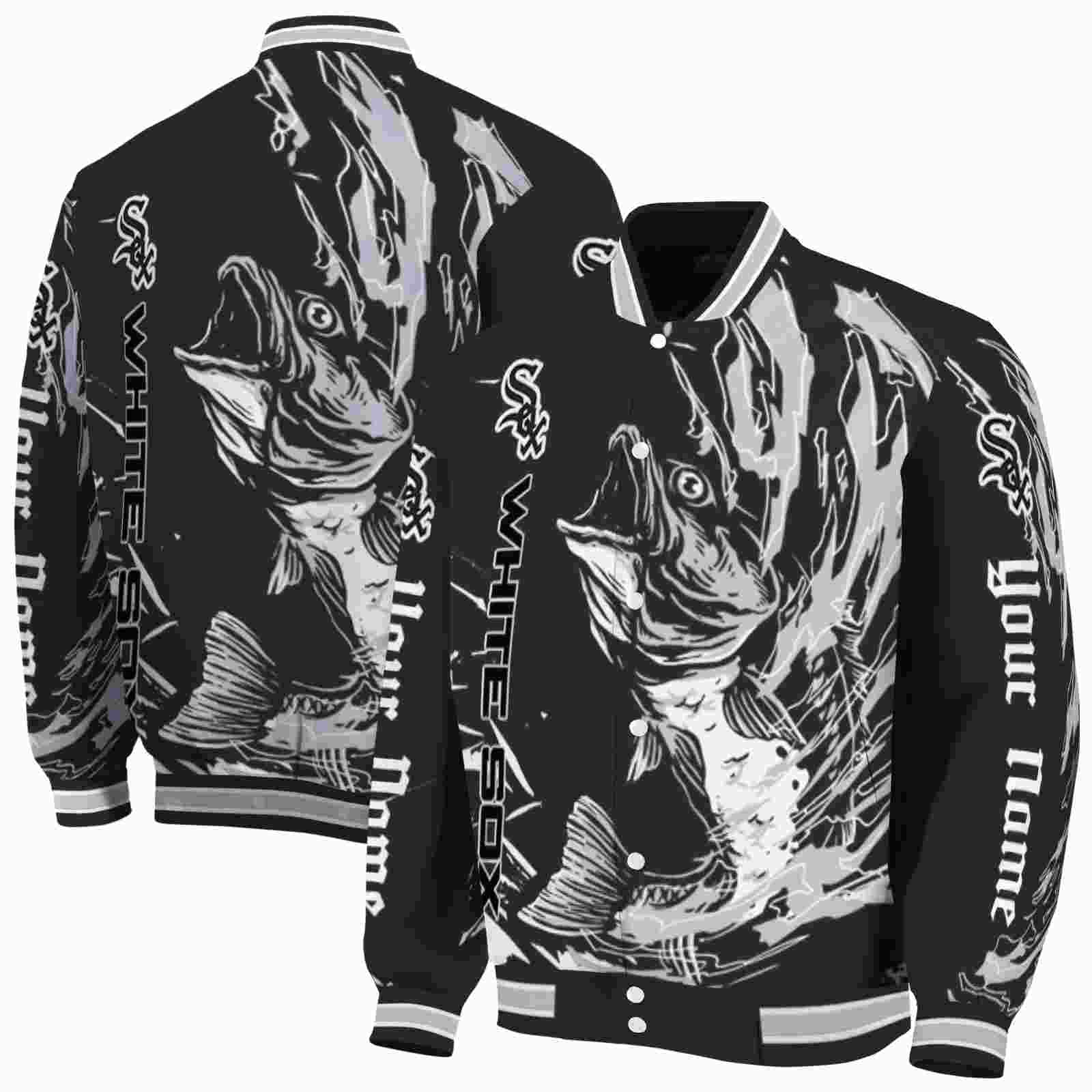 MLB Chicago White Sox Fishing Passion Black White Custom Baseball Jacket Sport Fans Gear