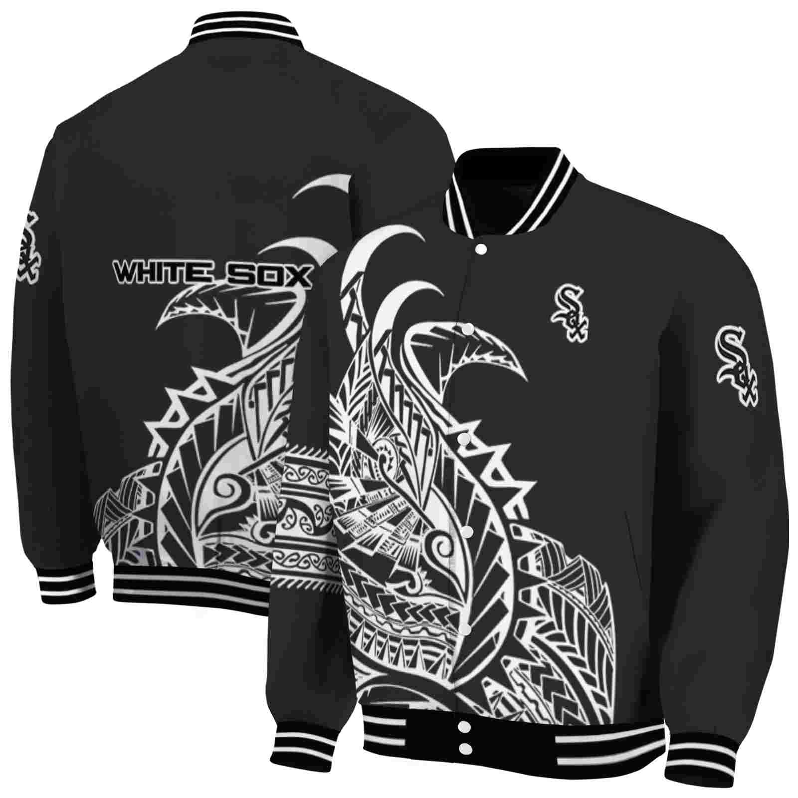 MLB Chicago White Sox Tribal Art Black White Black Custom Baseball Jacket Sport Fans Gear