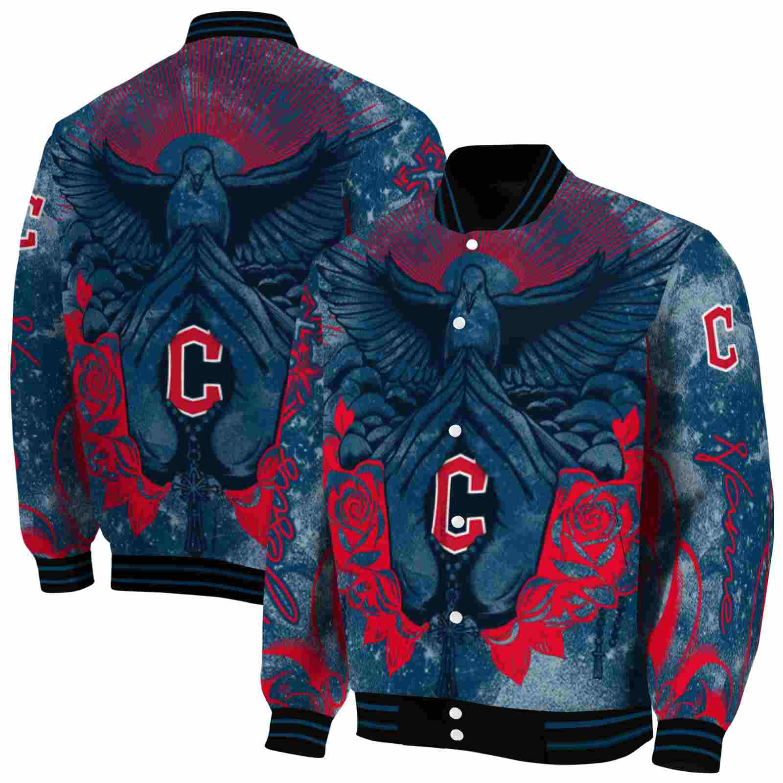 MLB Cleveland Guardians Praying Hands Navy Blue Custom Baseball Jacket Sport Fans Gear