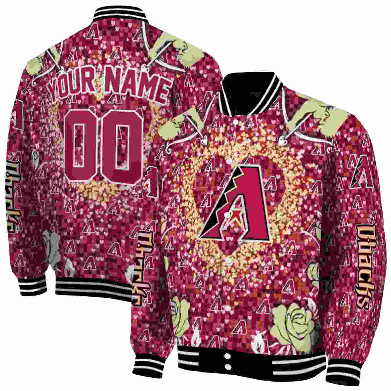MLB Customized Arizona Diamondbacks Heart Explosion Red Custom Baseball Jacket Sport Fans Gear